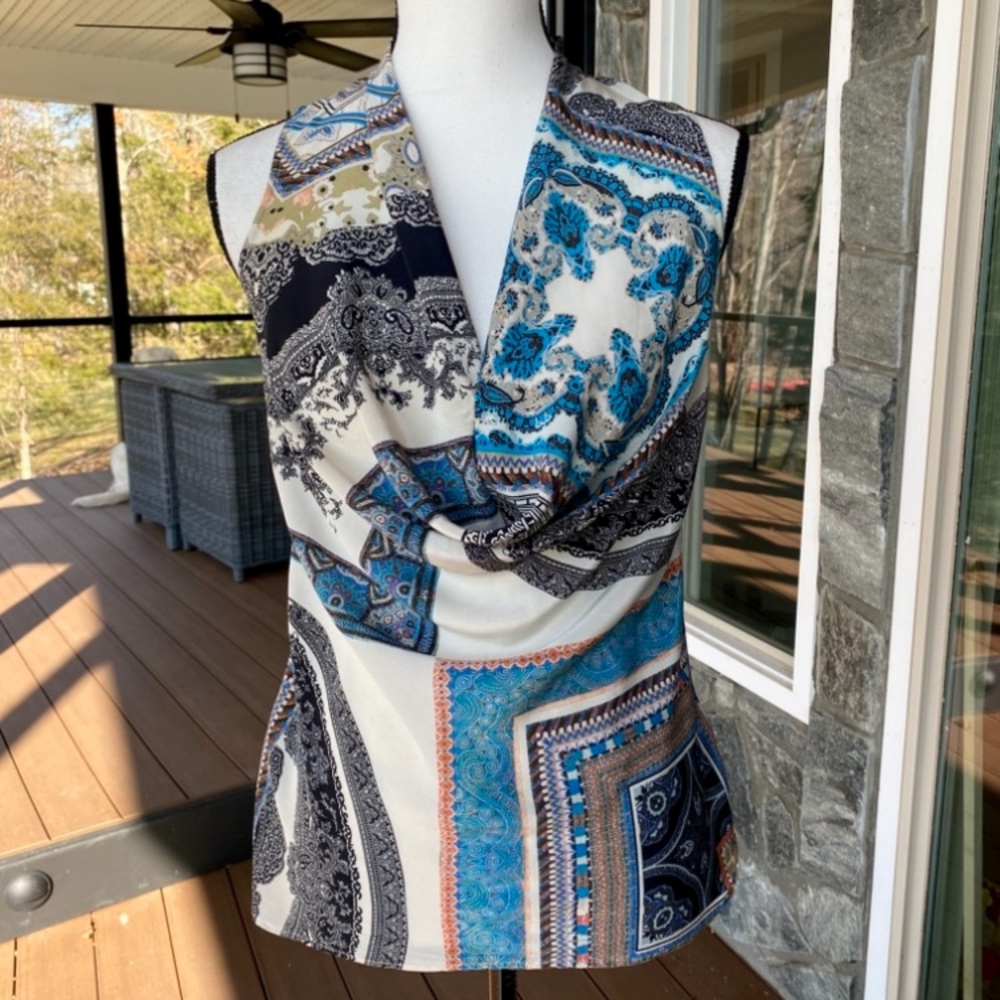 Etro Blue and Cream Patterned Top